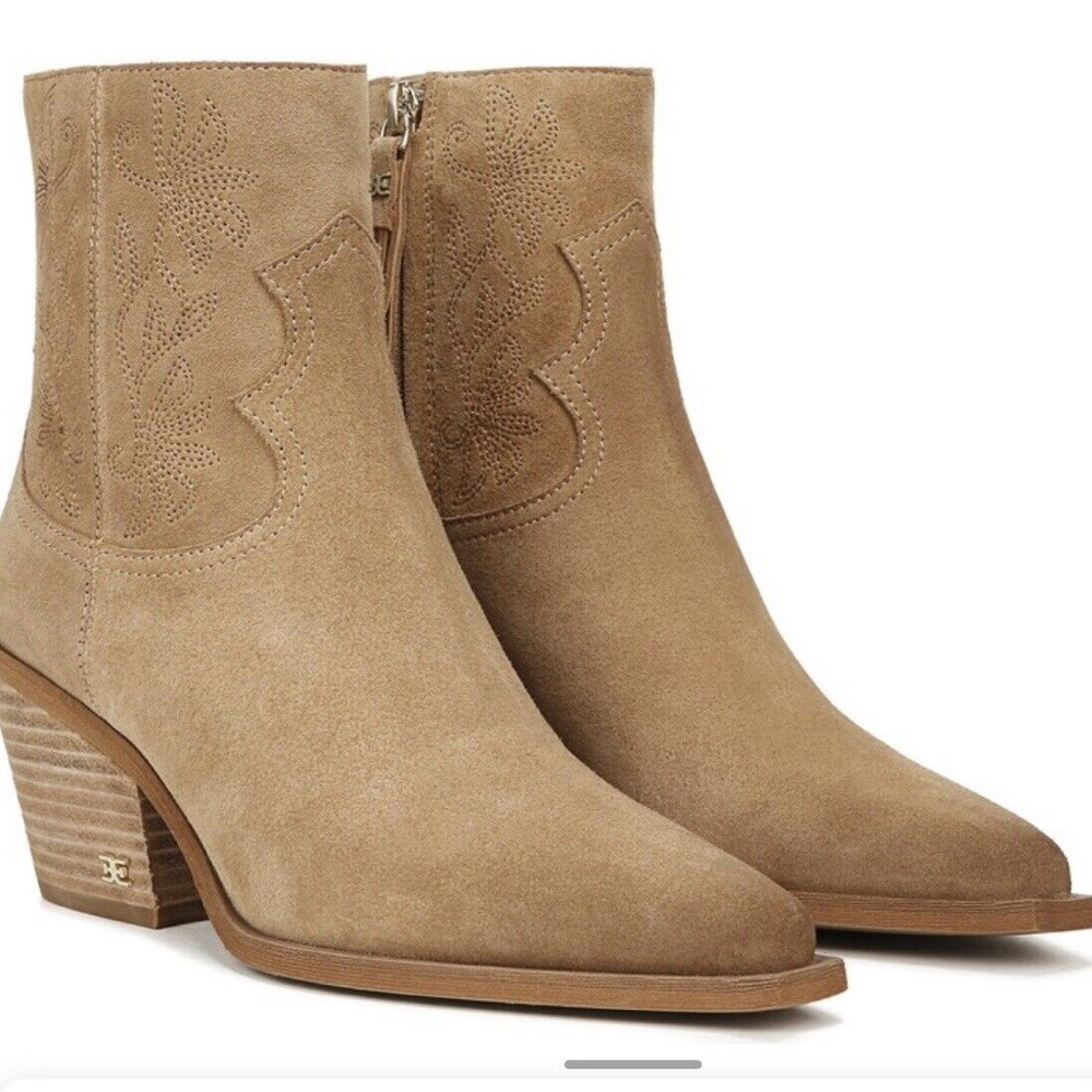 Beige Suede Ankle Boots
